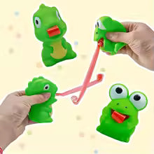 Pinch Frog Dinosaur Sticking Tongue Out Toys Funny Sensory Stress Relief Fidget Toys Cat Toys School Gifts for Kids Children